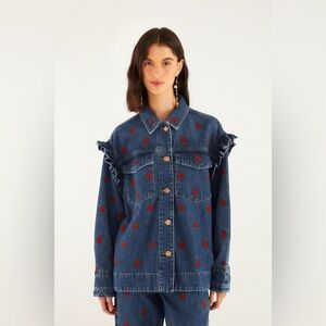 Farm Rio: Denim Embroidered Flowers Shirt